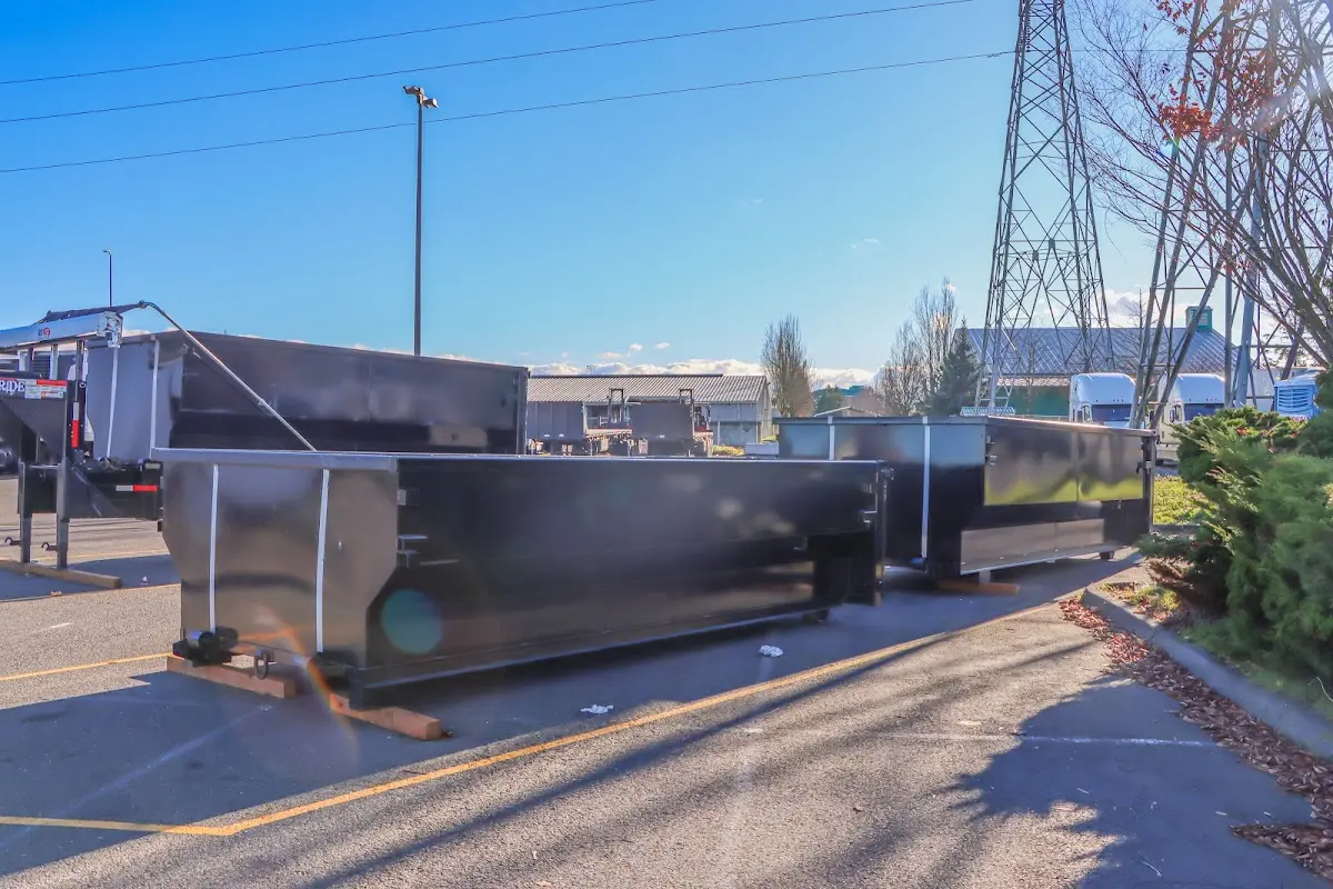 Roll-off dumpster ready for waste disposal at job site for Construction Dumpster Rental in Anoka